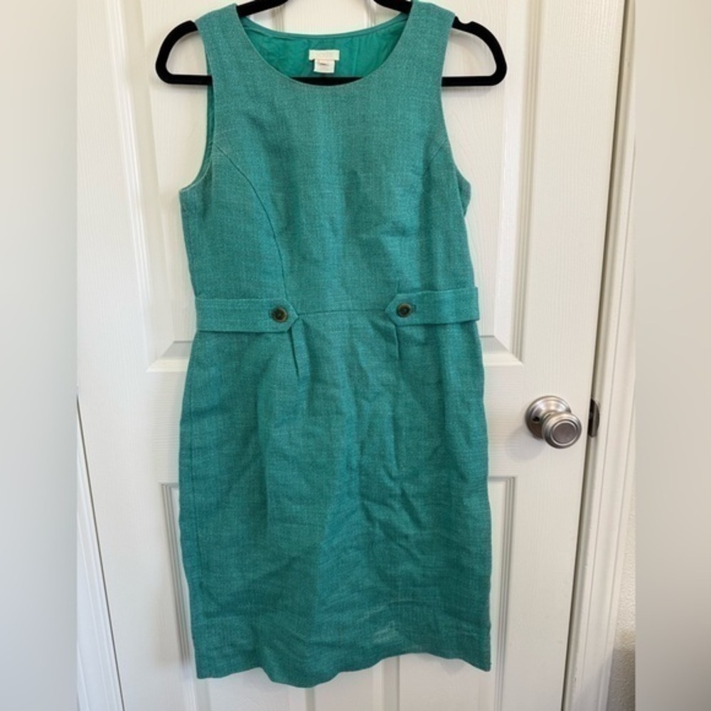 J. Crew Attaché Dress Linen Canvas Green Size 2